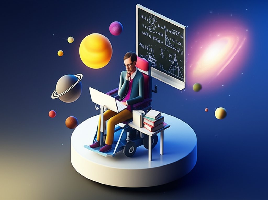 Iconic photo of legendary theoretical physicist Stephen Hawking.