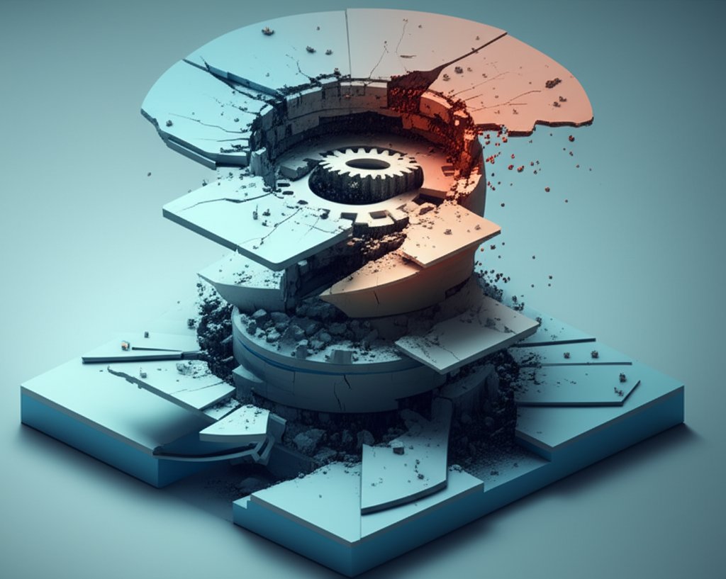 Miscalculation's escalating consequences shown spiraling into a major catastrophe.